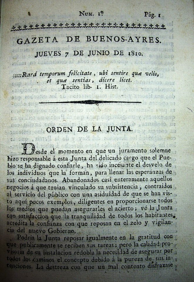 Primera edicion de La Gaceta de Buenos Aires
